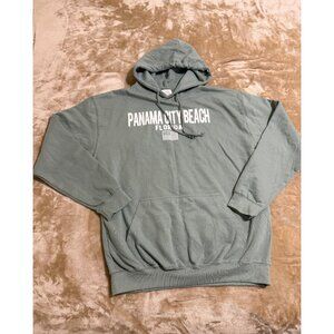 Panama City Beach Florida Hoodie, Large, Dusty Teal Blue, Cotton Blend Fleece, U